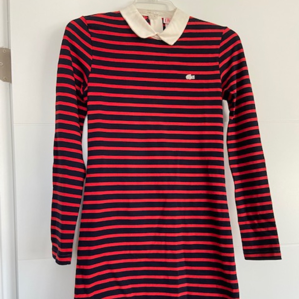 LACOSTE LIVE Striped Collared Short Dress Size S